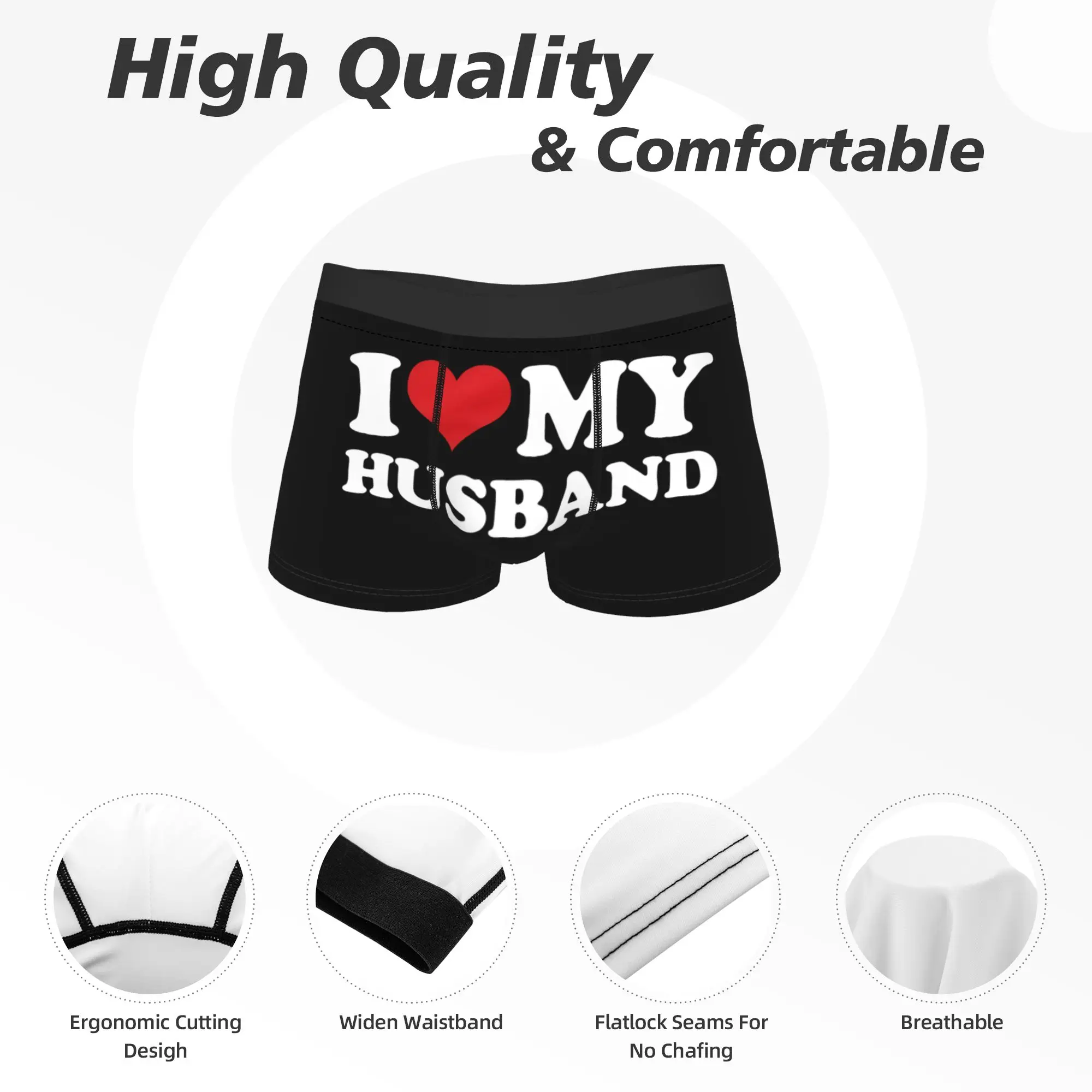مثير سراويل بوكسر سراويل ملخصات الرجال أنا أحب زوجتي أحب زوجي الملابس الداخلية البوليستر السروال للرجال حجم كبير