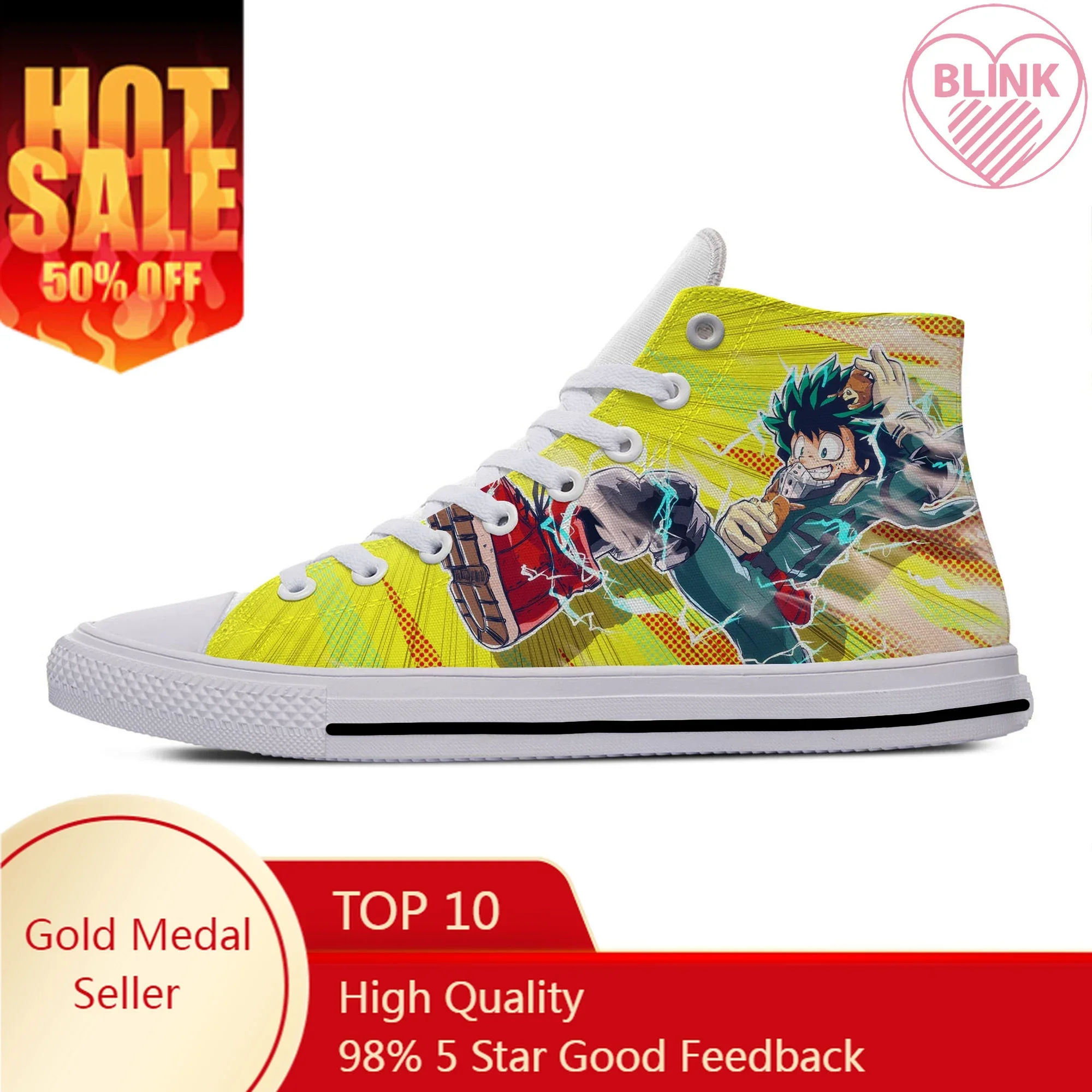 

Anime My Hero Academia Midoriya Izuku Deku Hot Cool Casual Cloth Shoes High Top Harajuku Breathable 3D Print Men women Sneaker