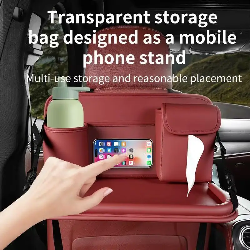 Hot Sale Car Seat Back Storage Organizer, Multi‑Functional Kids Car Storage Gadget, Rear Foldable Table Tray with Tissue Box, Ke