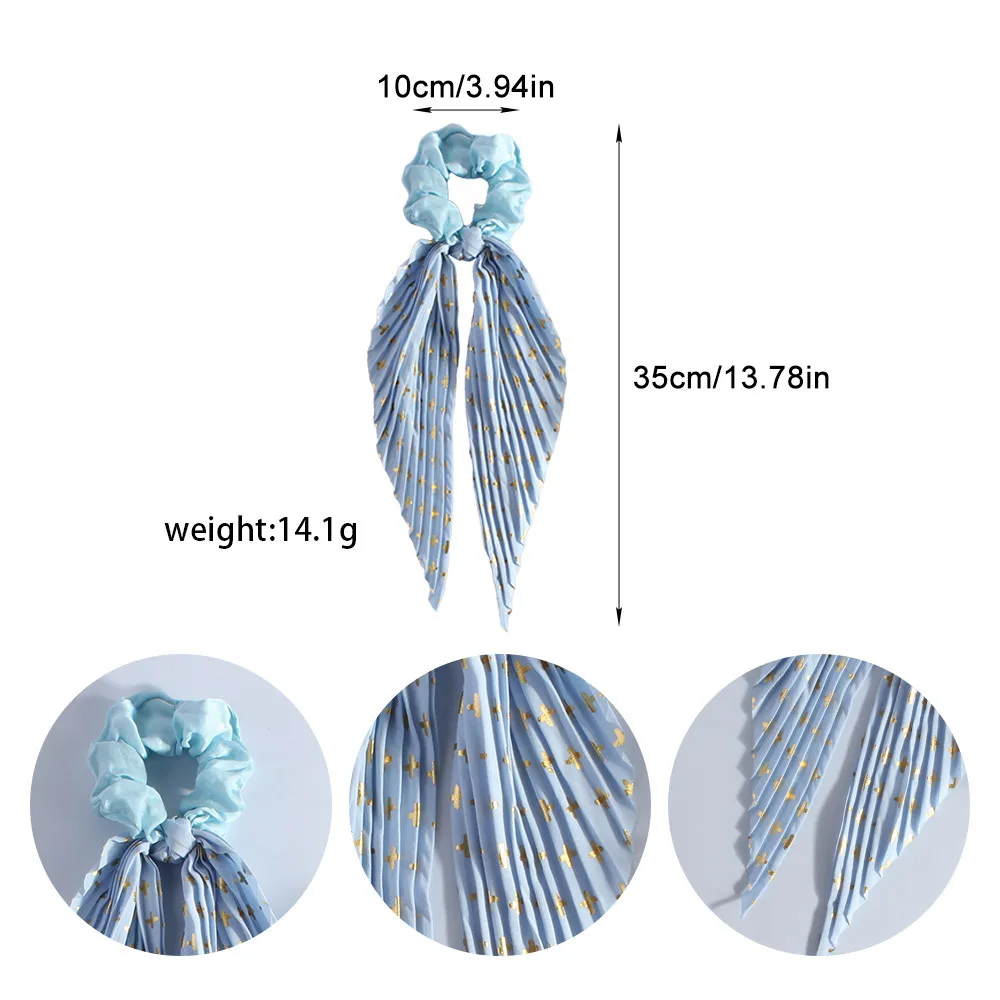 Ikat Rambut Eropa dan Amerika Model Lipat Baru, Ikat Rambut Retro untuk Wanita, Aksesoris Rambut Kuncir Kuda