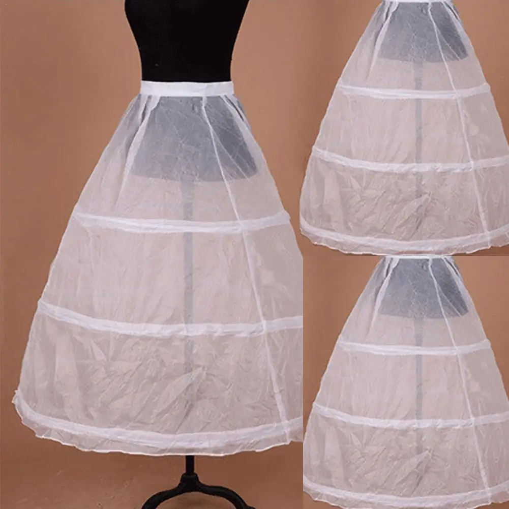 Women 3 Hoop A-line Petticoat Adjustable Drawstring Gown Crinoline Layer Ball Underskirt Wedding Dress Lining Bridal Waist Dress