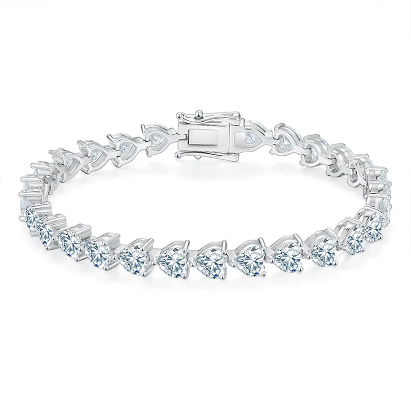 

0.5 Carat Heart-Shaped D-Color Moissanite Tennis Bracelet Full Set S925 Silver Jewelry - Elegant Diamond Alternative