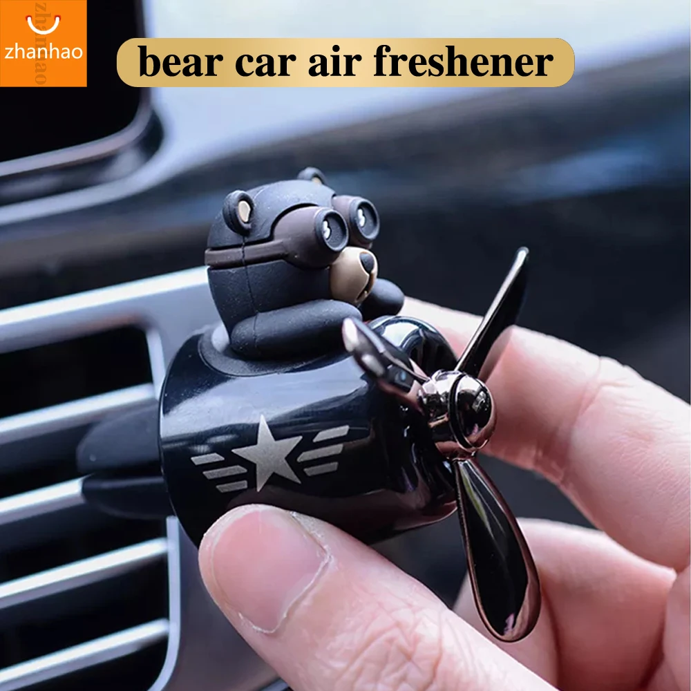 

72KM Bear Pilot Car Air Freshener Interior Accessories Air Outlet Ornament Propeller Rotary Perfume Diffuser Flavoring Supplies