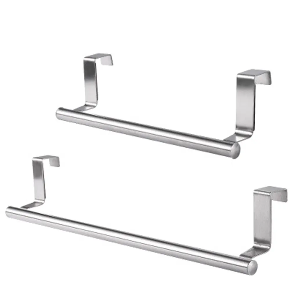 Stainless Steel Single Towel Rack Kitchen Non-Perforated Towel Hanging Rod Cabinet Door Back Rag Hanger