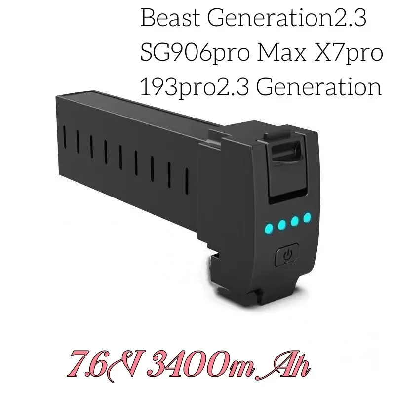 Brand New 4-Axis Drone Battery, 7.4V, 3400mAh, 100% Besta 2 3ª Geração EVO Sg906pro Max X7pro 193pro2 3