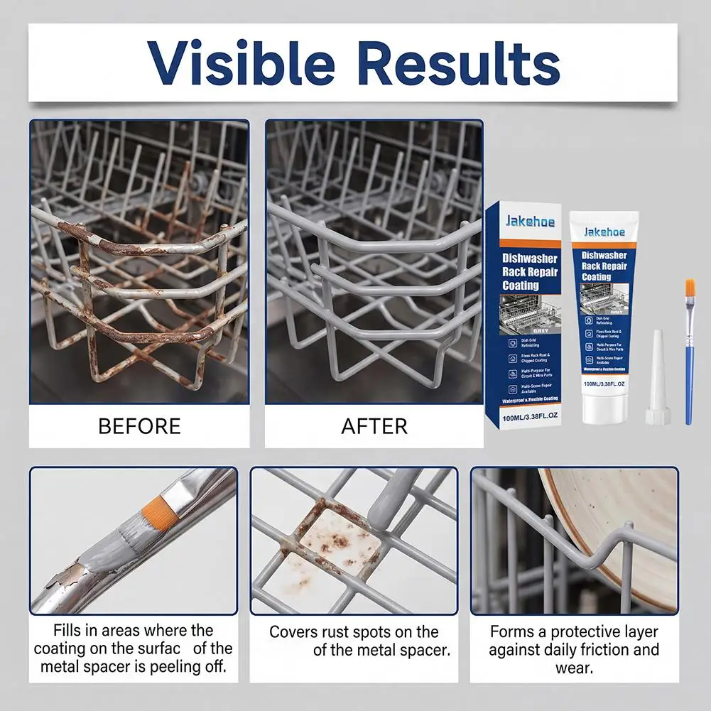 Dishwasher Rack Repair Coating 100ml Grey Anti Rust Liquid Plastic Prongs Re Refinishing Kitchen Sink Basket Paint Maintenance