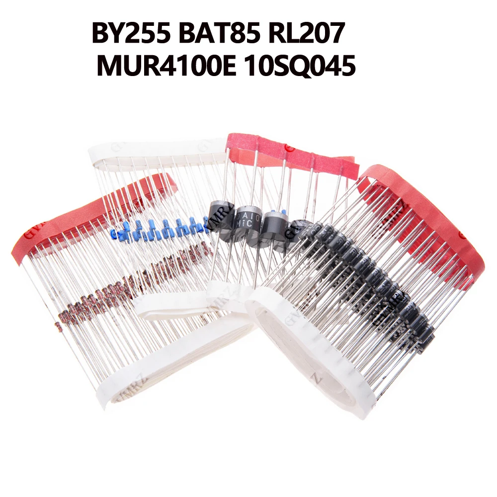 BY255 BAT85 RL207 Rectifier Diode Mixed Kit 6A10 10A10 20A10 DB3 RL207 Electronic Components MUR4100E 10SQ045 20A10 130mil