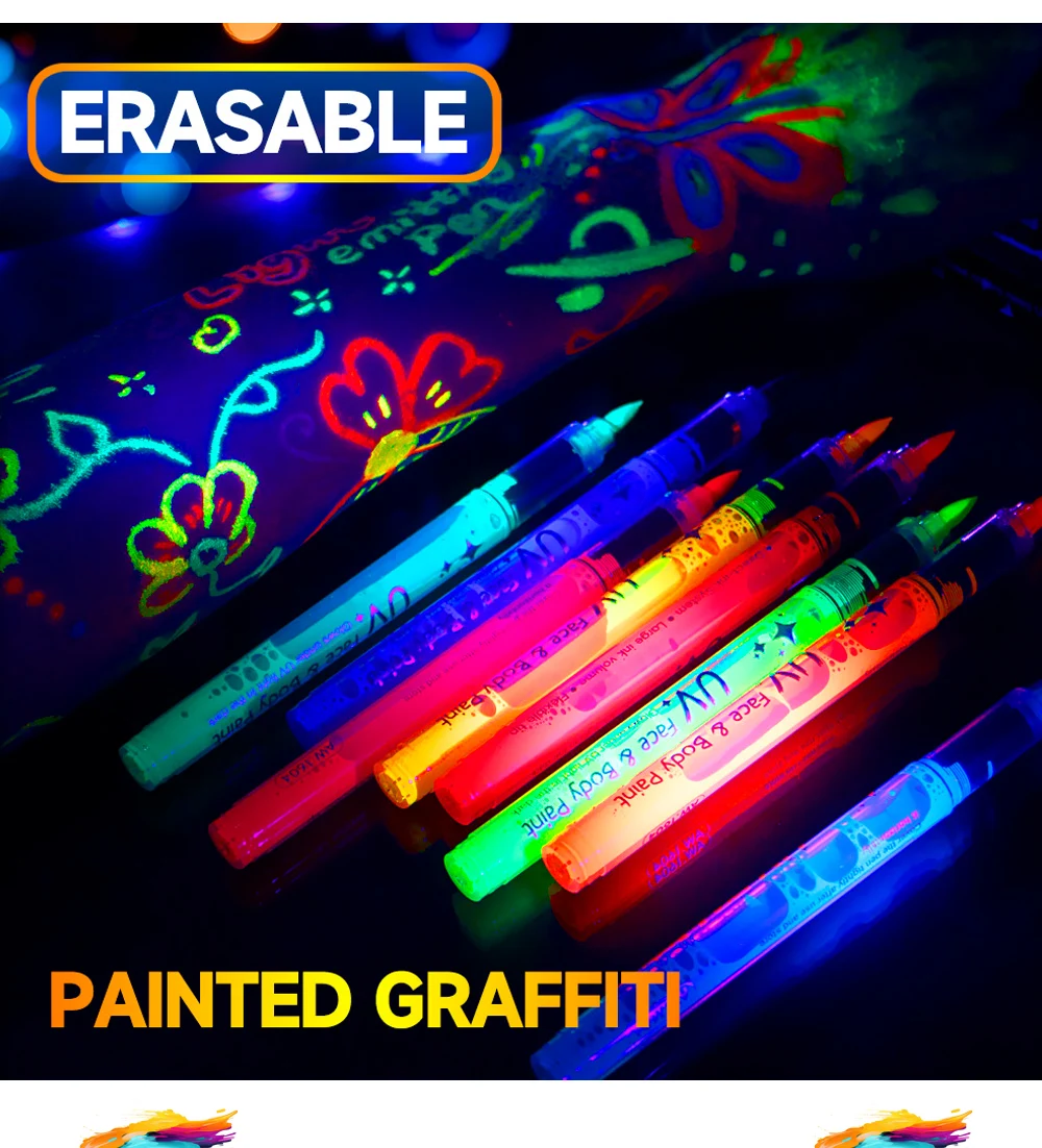 8-farbige Kunstmarker, Acryl-Marker, Halloween-Malerei, exklusive leuchtende Marker zum Malen, Zeichnen, Stein, CD, DIY als Geschenk – Detail 6
