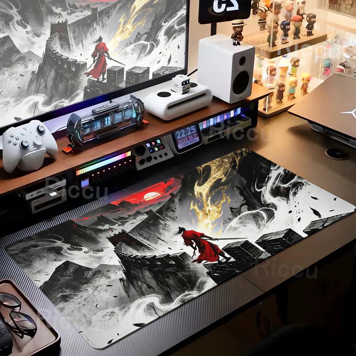 Samurai Warrior MousePad Gamer Computer Zubehör Tastatur Schreibtisch Matte Schwarz Mauspad Gaming Laptop Zubehör PC Erweiterte Pads