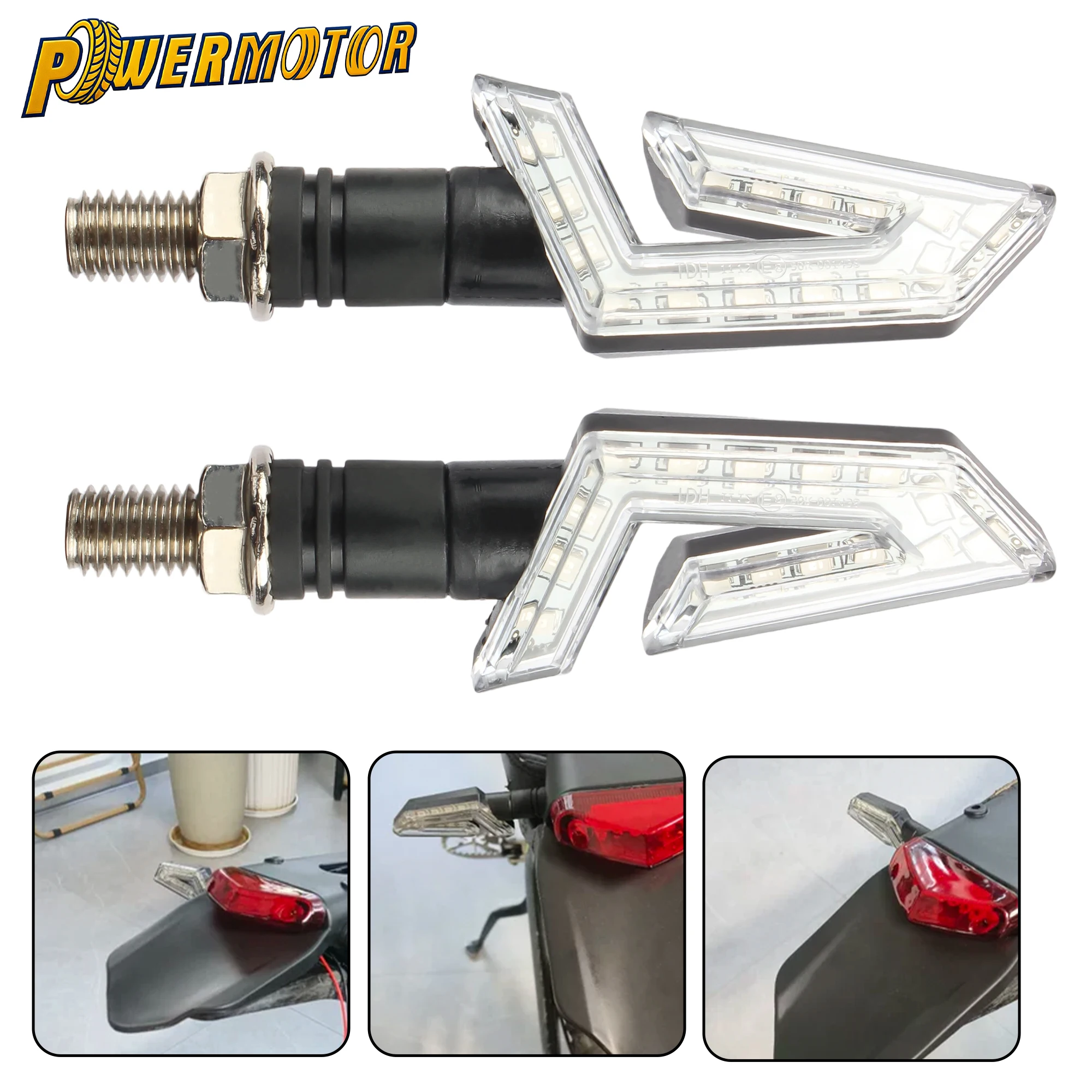 

Universal Motorcycle LED Turn Signal 1 Pair Amber Flashing Indicator Lights Waterproof Motocross Scooter Moped Modified Parts