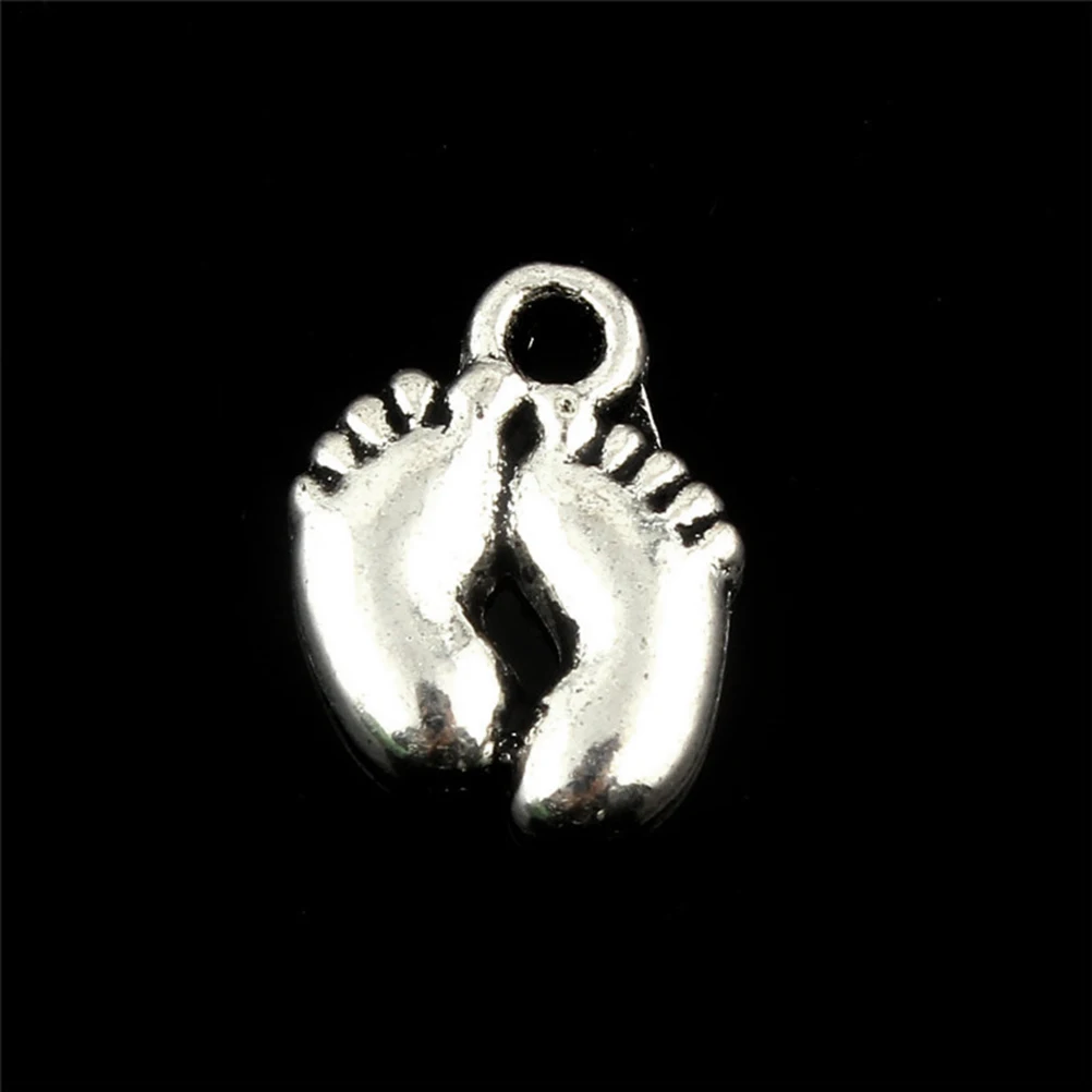 

50pcs Alloy Charm Pendants Silver Tone Diy Feet Pendant For Necklace Bracelet Keychain Dangle Decorative Jewelry Findings