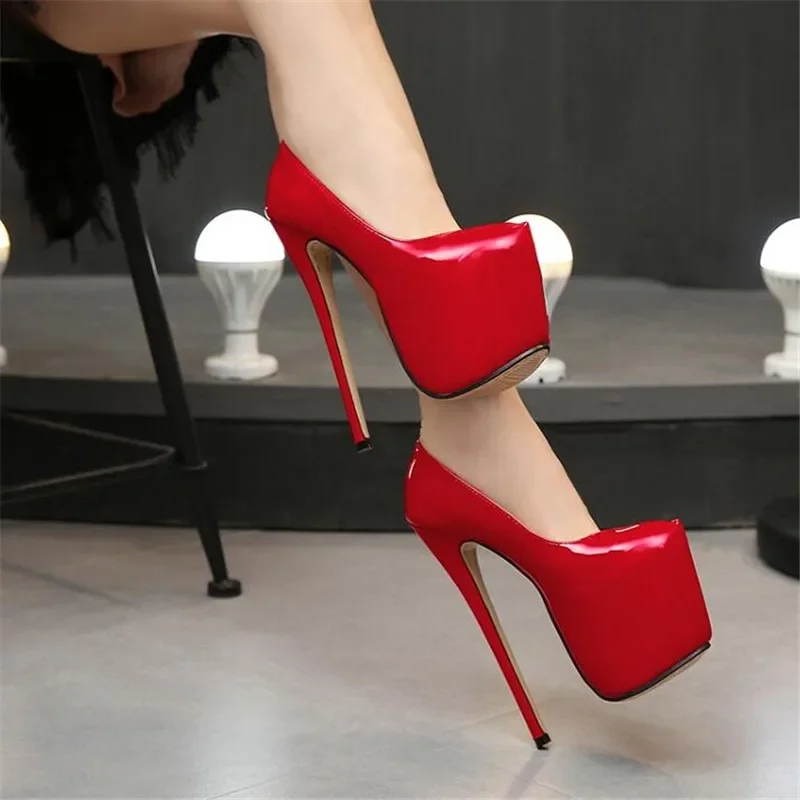 35-44 Size women Super High Heels 18cm shoes Concise 8CM platforms shoes pumps Wedding Party Sexy leather shoes zapatos