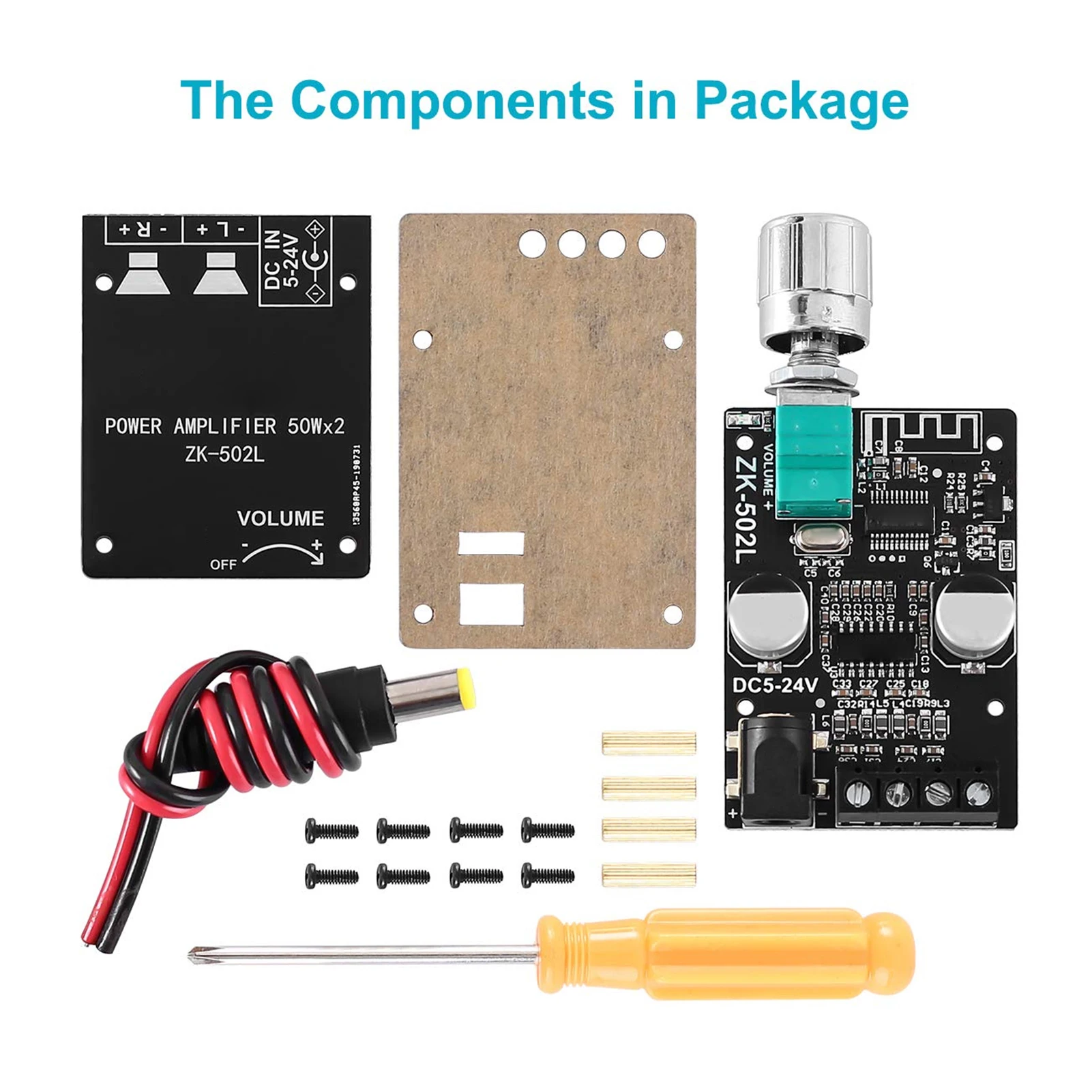 ZK‐502L Placa amplificadora de potencia Bluetooth Módulo amplificador de audio digital estéreo para altavoces DIY