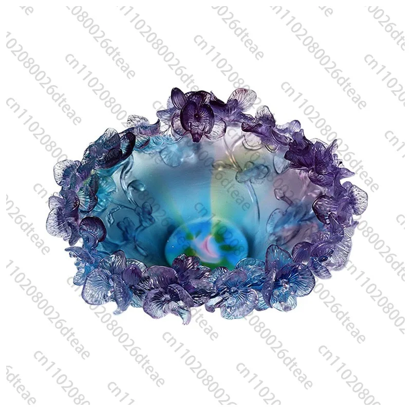 Luxury Liuli Fruit Tray Rose Decorative Plate Practical Table Ornament Artwork For New House Living Room
