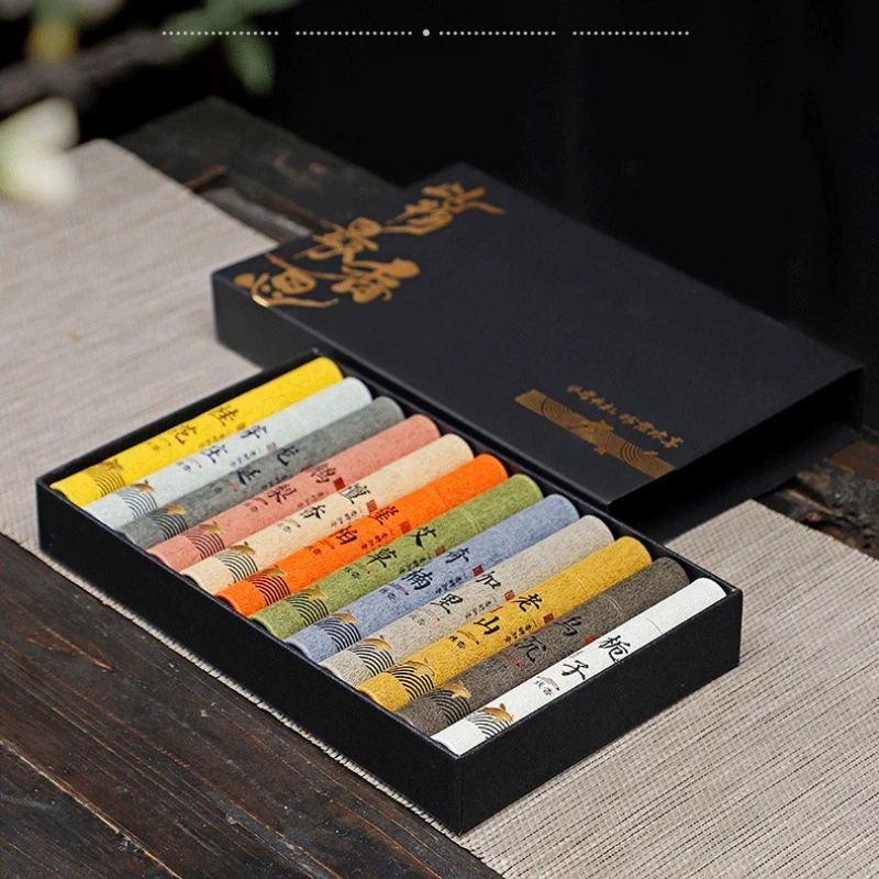 12 Arten natürlicher Räucherstäbchen pro Box, Sandelholz, Osmanthus-Räucherstäbchen, Heimduft, Aroma, Segen, Zeremonie, Beten, Buddha-Räucherstäbchen