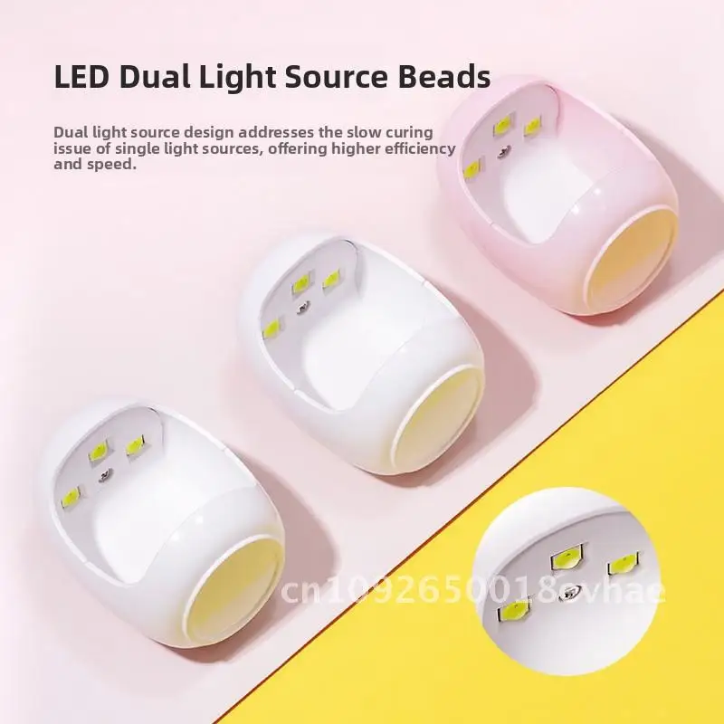 Mini LED Nail Art Light Egg Draagbare handlamp met één vinger voor sneldrogende en lichttherapie Roze/wit niet-zwart handmodel