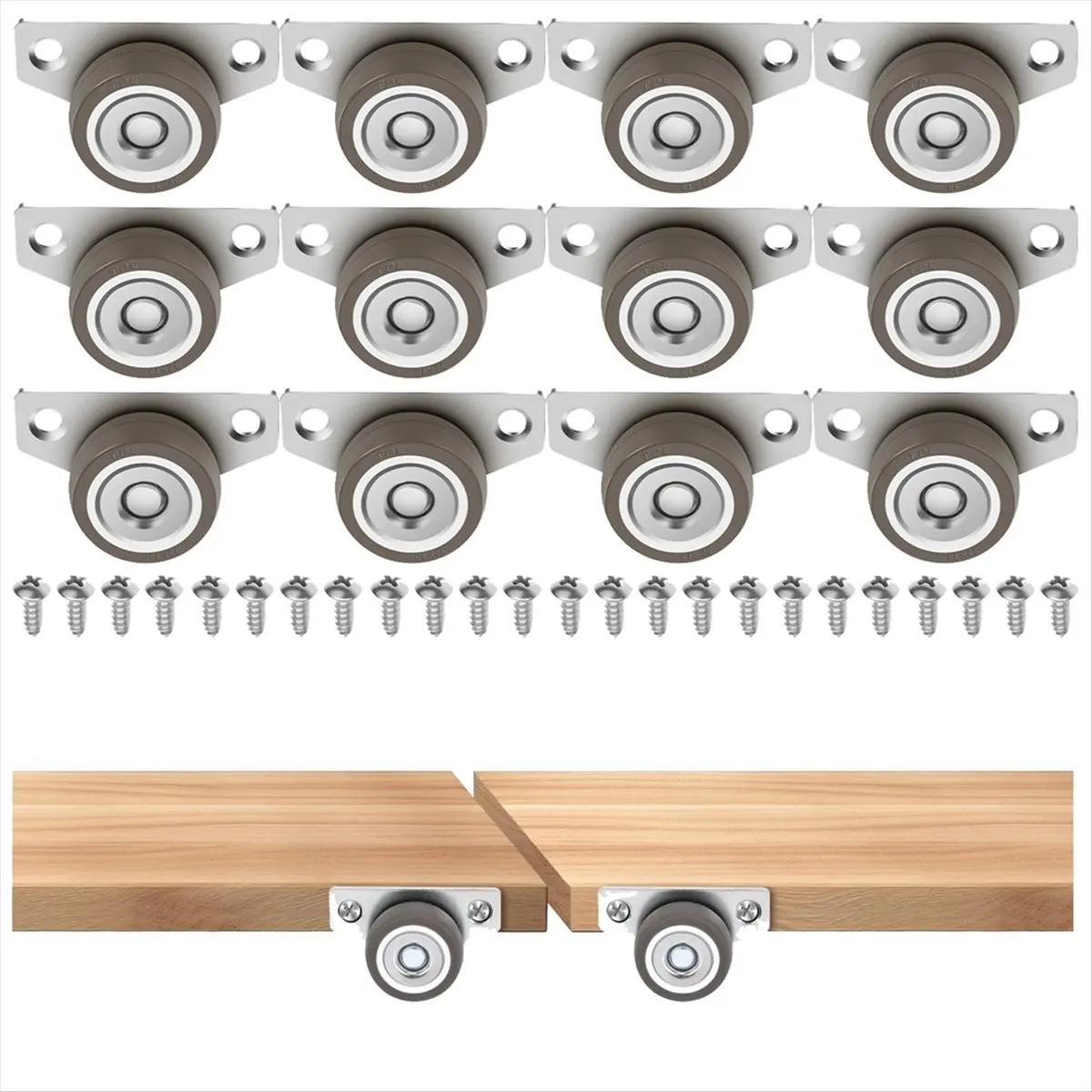 12PCS Furniture Caster Wheels 1.25 Inch Small Side Mount Caster Low Profile Casters Non Swivel Rigid Silent for Drawers &LICG