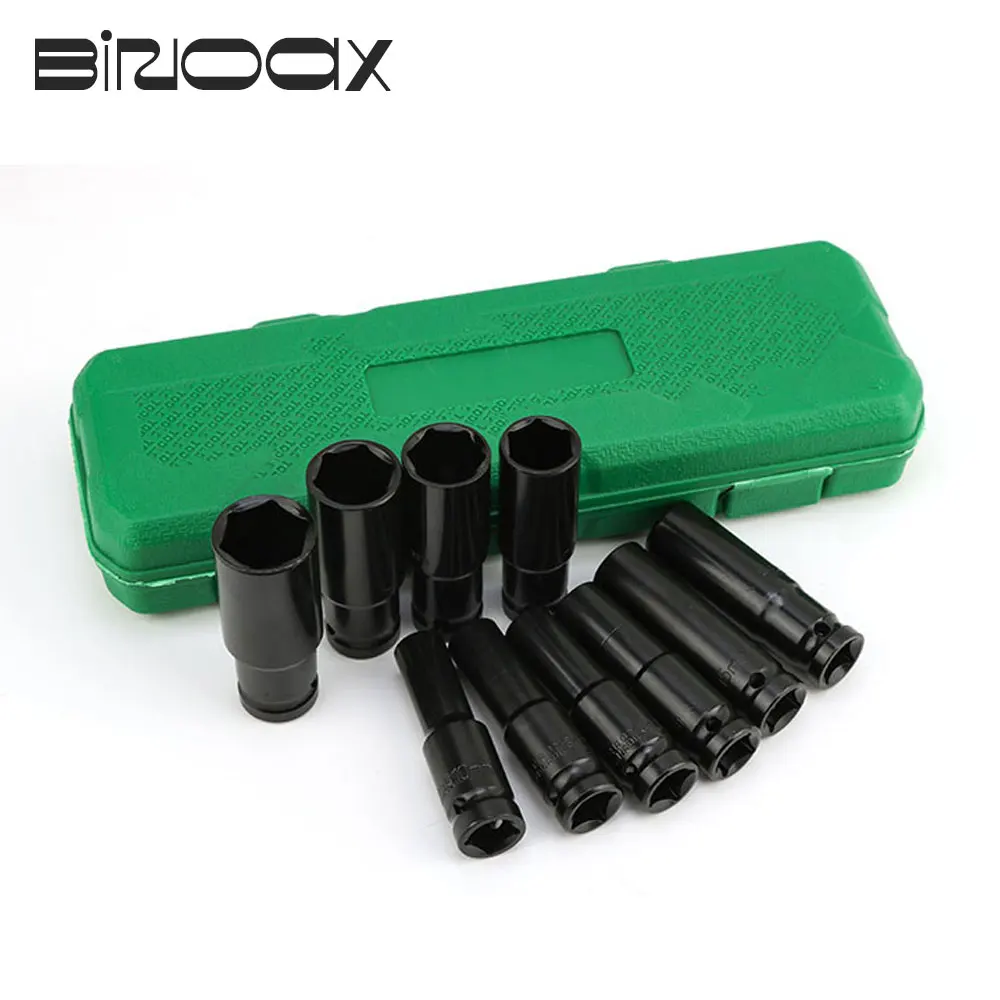 10pcs 1/2' Drive Metric Impact Socket Set Universal Deep Sockets Wrench for Air Pneumatic Tools Automotive Mechanic Repair Set