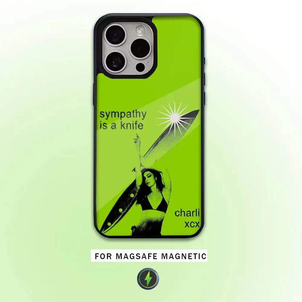 حافظة هاتف C-Charli XCX Brat لهاتف iPhone17,16,15,14,13,12,11 Plus، Pro Max شحن لاسلكي مغناطيسي Magsafe