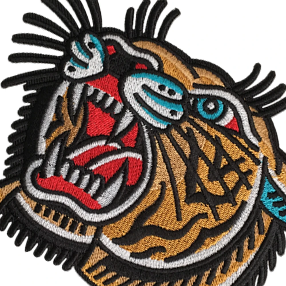 Bengal Tiger Embroidery Patches for Clothing Iron on Chinese Mascot Classic Design Ethnic Style Animal Art Badges Embroidered