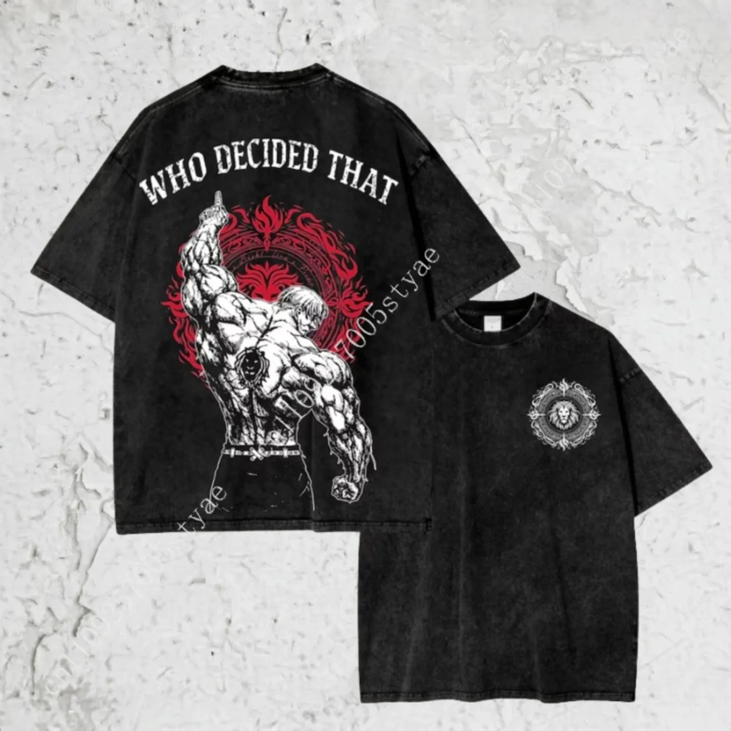 Vintage Washed Shirt, Escanor Shirt Seven Deadly Sins, Anime Graphic Tee Shirt Oversized Heavy Cotton Shirt Streetwear Graphic