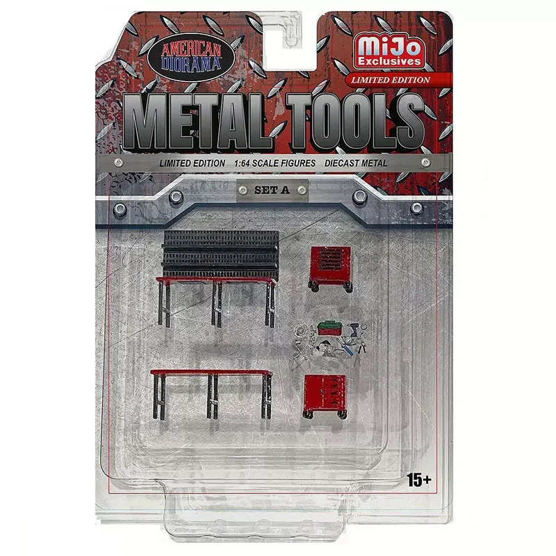 1/64 Resin Painted Maintenance Scenario Metal Tools Series Set Miniature Figure Model DIY Car Garage Scene Collection Display