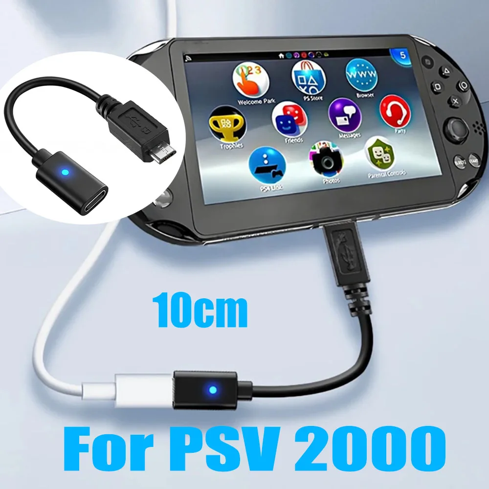 Cable de Carga Tipo C PD para PlayStation Vita 2000, Cable de Alimentación USB C para Consola PS Vita 2000, Controlador de Juegos