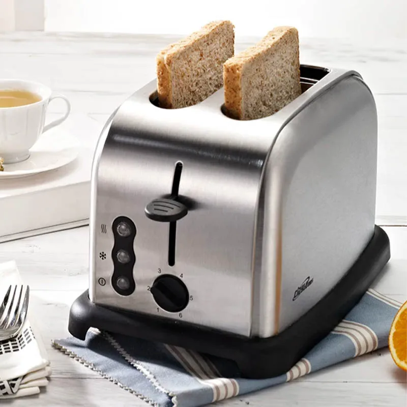 For 2 slices Toaster Stainless Steel Automatic Toaster Electric Oven Toaster Breakfast Machine Baking Heating Bread Machine