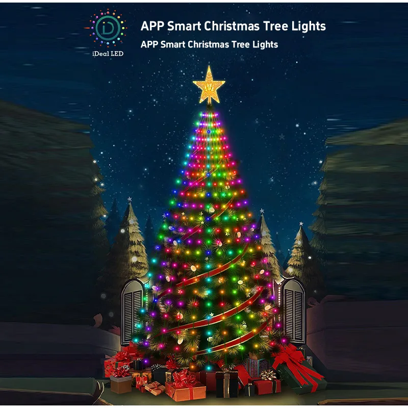 Smart Animated Pixel Christmas Tree Lights Remote Control LED Custom Pattern And Dimming Christmas Tree Light With Star Topper