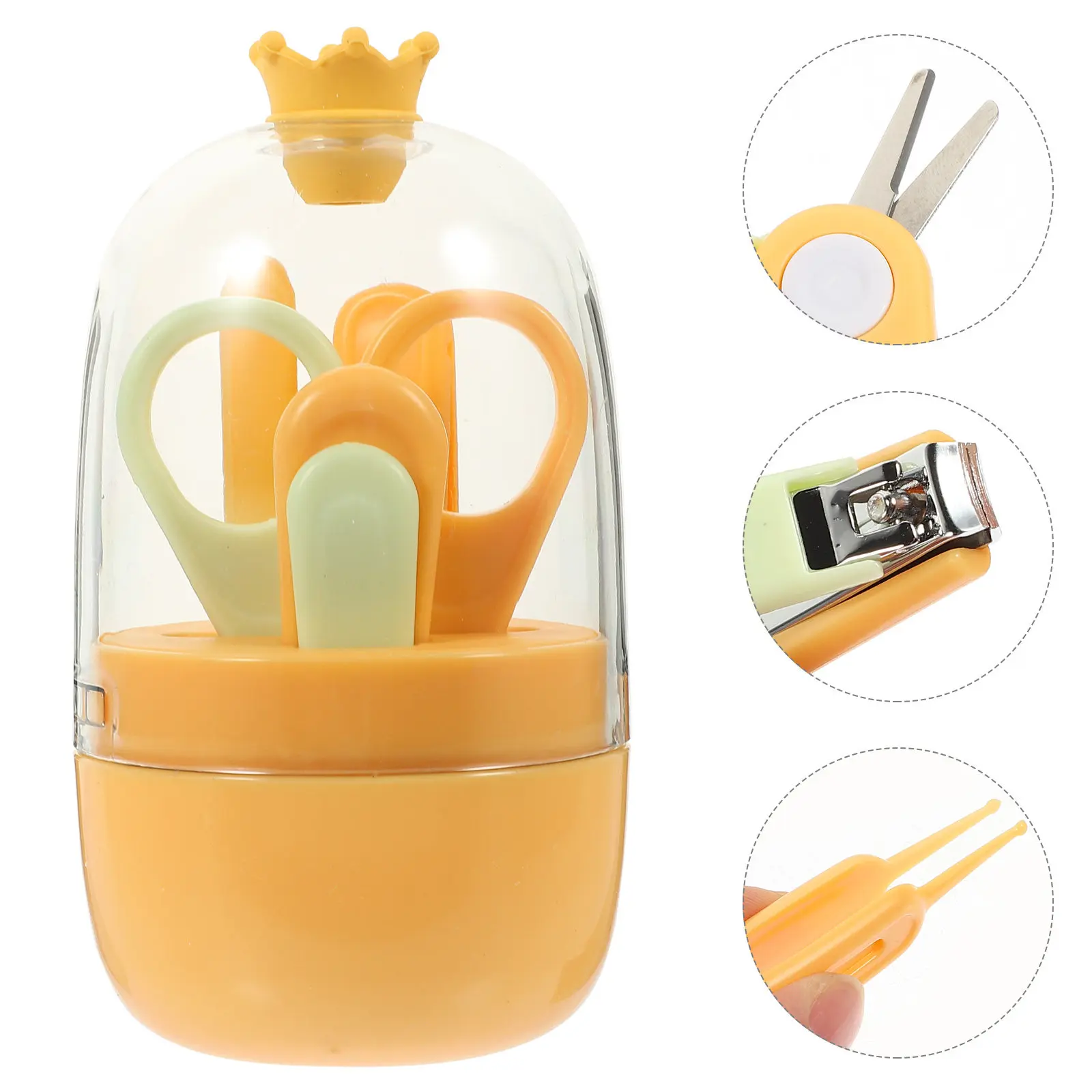 

Набор для ухода за ногтями младенцев: 1 комплект, безопасные ножницы и пилочка из нержавеющей стали, мультяшный футляр для хранения, для новорожденных и младенцев