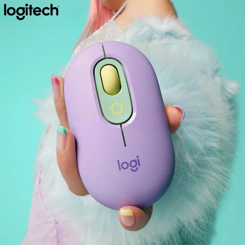 

Беспроводная Bluetooth-мышь Logitech POP MOUSE, пользовательская кнопка Emoji, бесшумный щелчок, компактная эргономичная мышь для ПК, ноутбука Mac iPad