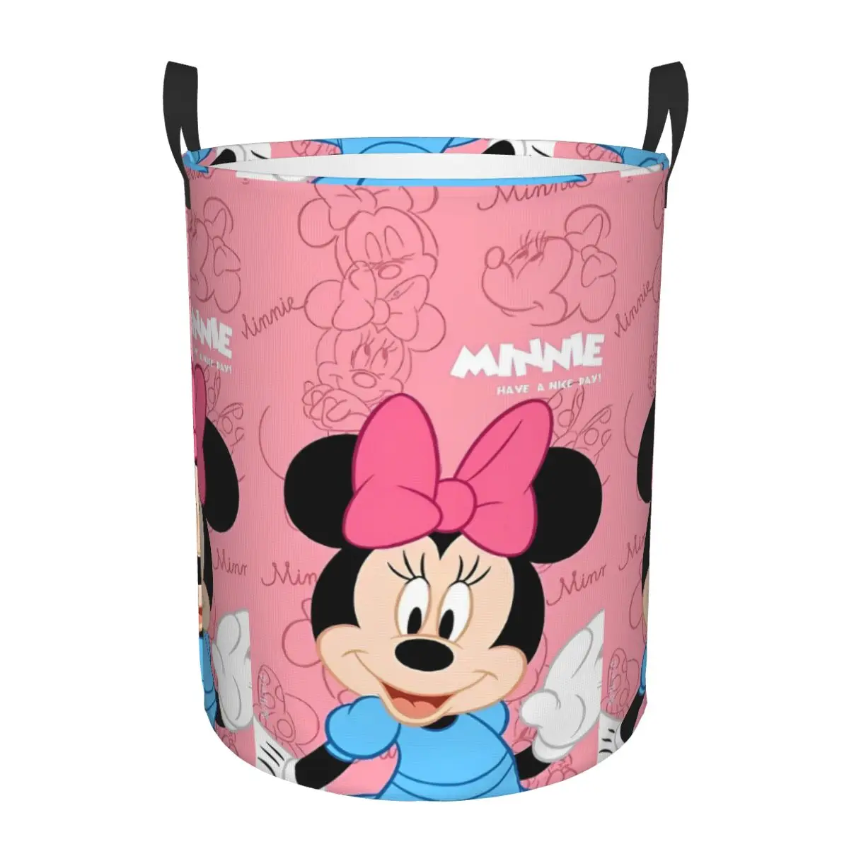 Pink Minnie Mouse Toy Storage Box Collapsible Kids Toys Bin Organizer Basket for PlayRoom