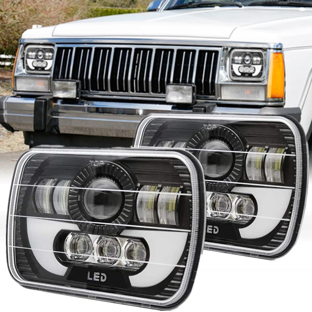 

2 шт. 5x7 7x6 дюймов прямоугольные фонарики DRL самая яркая для Jeep Cherokee XJ грузовик Toyota Пикап MR2 Celica Supra Nissan 240SX