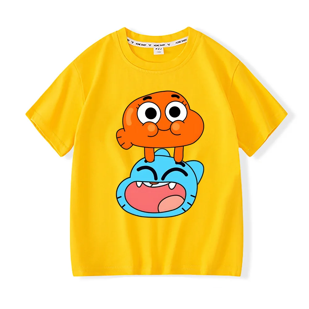 The Wonderfully Weird World of Gumball Summer T-Shirt Trend Cartoon Print T Shirt Kawaii Boys Cartoon Short Sleeve T Shirt