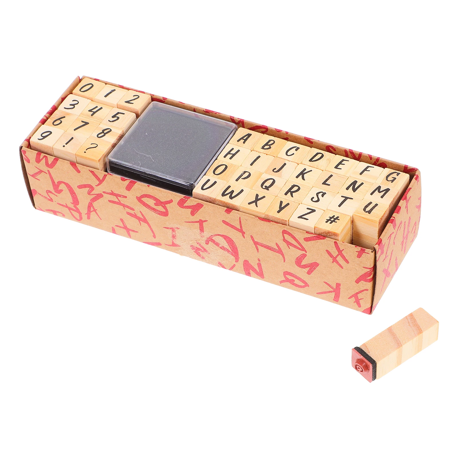 

Wooden Alphabet Number Stamp Set Ink Pad Included For Diy Scrapbooking Journaling Crafting Rubber Stamps Letter Writing