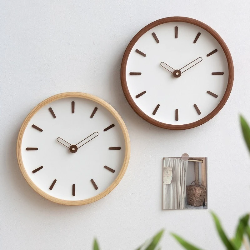 Nordic Wall Clocks Modern Solid Wood Wall Clock Ornament Minimalist Dining Room 3D Wall Clock Villa Living Room Home Decorative