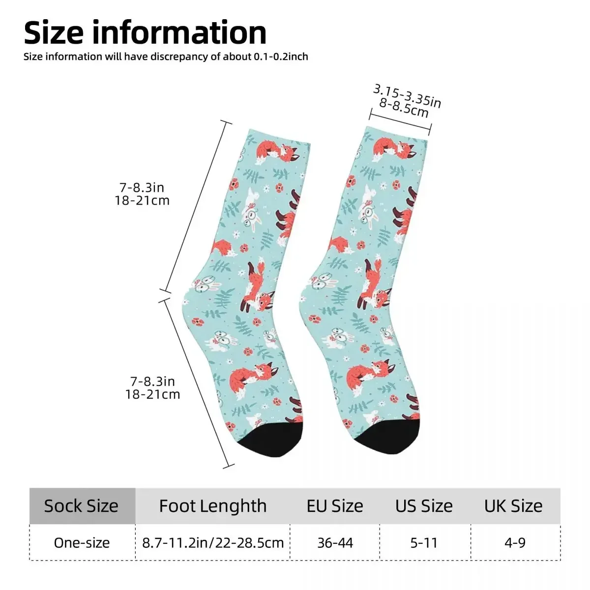 Fox And Pattern Socks Harajuku High Quality Stockings All Season Long Socks Accessories for Unisex Gifts