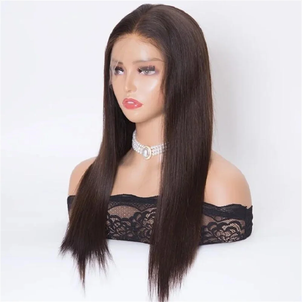 

Soft Glueless Dark Brown 26Inch 180%Density Straight Lace Front Wig For Women With Baby Hair Preplucked Daily Fashion Daily