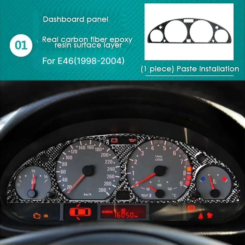 Carbon Fiber Internal Instrument Panel Decorative Frame Dashboard Cover Stickers for BMW 3 E46 M3 1998-2005 Interior Accessories