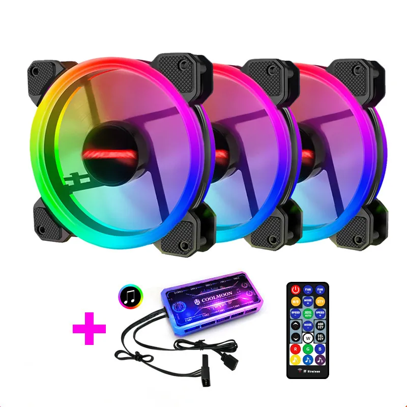 Coolmoon ARGB Fan 120mm Fall Fan 6 Pin Kit Fan mit Musik Controller Unterstützung AURA SYNC Computer Kühler Kühlung RGB Fall Fans