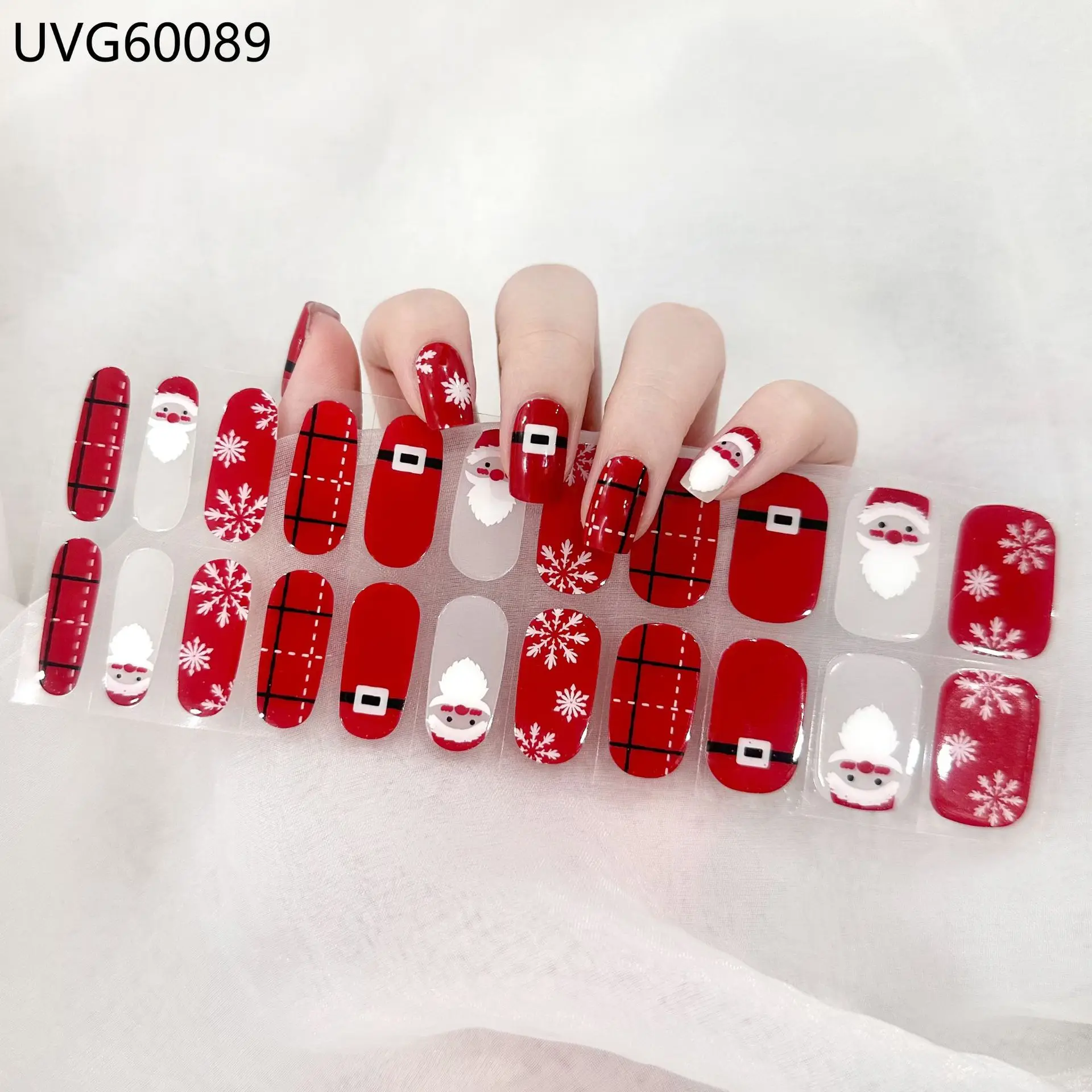 Semi Cured Nail Sticker UV Led Lamp Harder Glitter Christmas Snow Flake Nail Decals Waterproof Nail Stickers Nail Manicure