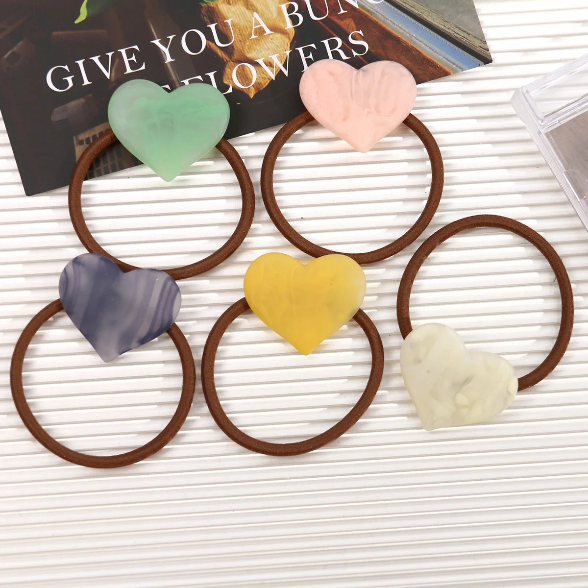 2pcs korean style heart shape chill hair ties for women cute hair accessories for girls female barrettes