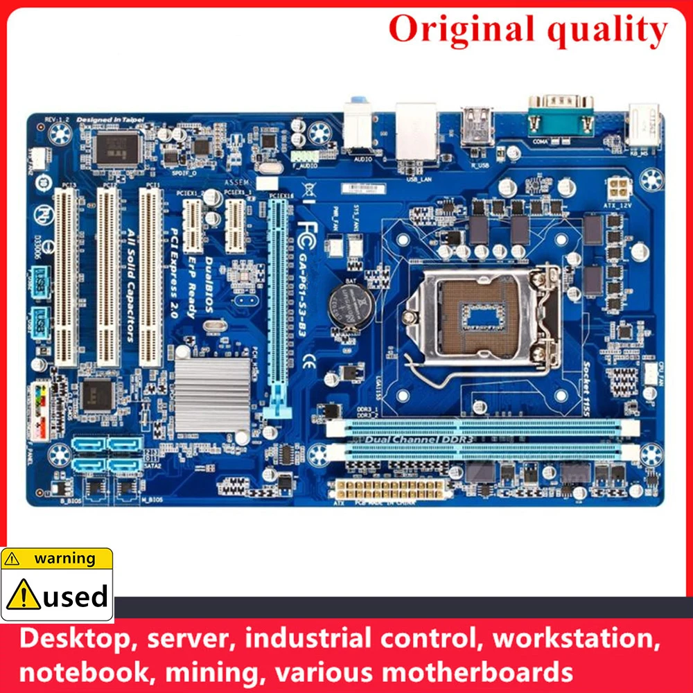 

For GA-P61-S3-B3 P61-S3-B3 Motherboards LGA 1155 DDR3 16GB ATX For Intel H61 Desktop Mainboard PCI-E2.0 SATA II USB2.0