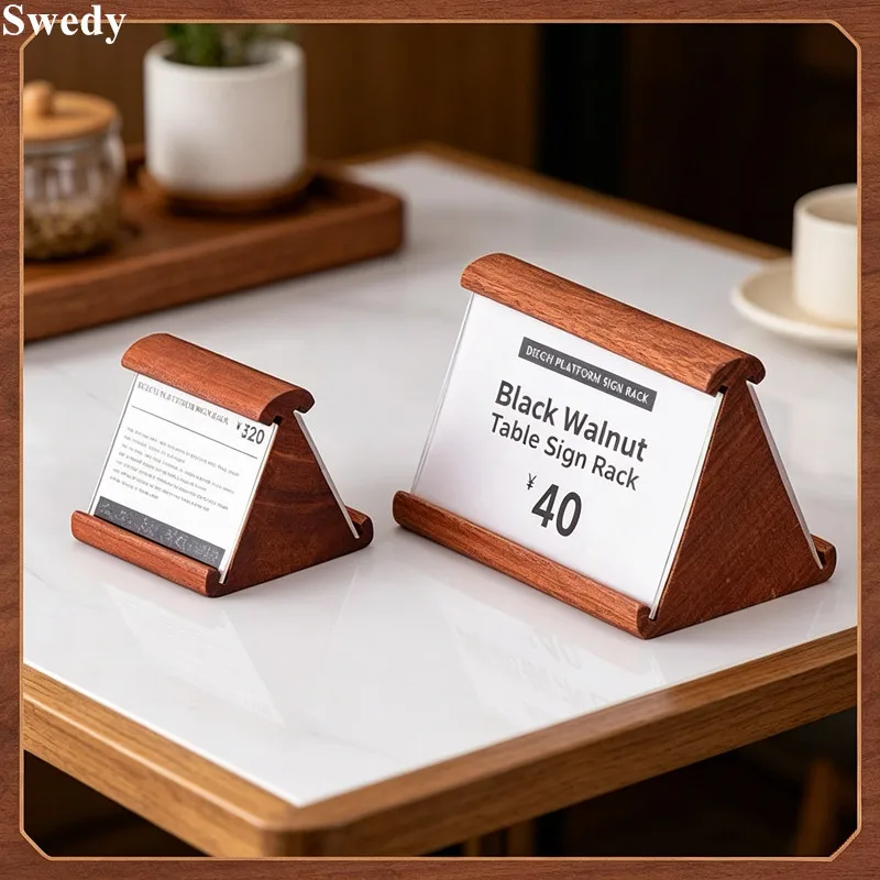 5 Pieces  Double Side Wooden Place Card Holder Acrylic Table Number Stand Wedding Party Banquet Name Tag Menu Display Rack