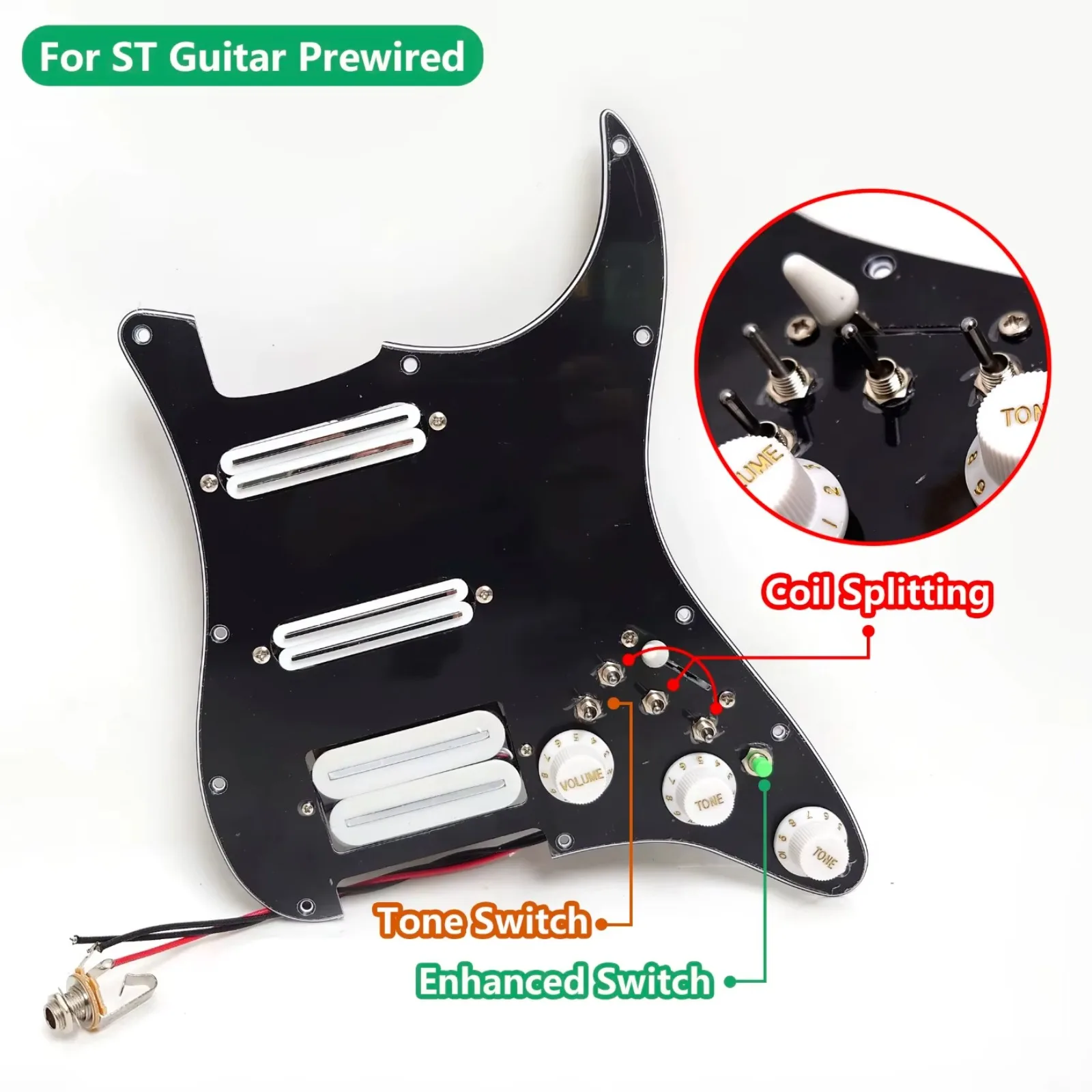 SSH Loaded Pickguard with Coil Split Humbucker Pickups Prewired Scratch Plate Set for ST Style Electric Guitar Replacement