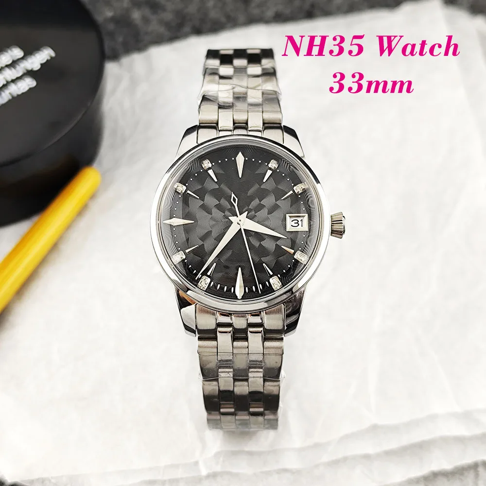 2026 Women's Watch Cocktail Dial Watch 33mm Stainless Steel Watch Customized Logo Automatic Watch Suitable for NH35 Movement