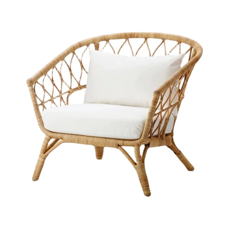 Nordic single rattan medieval chair balcony retro homestay courtyard backrest sofa chair