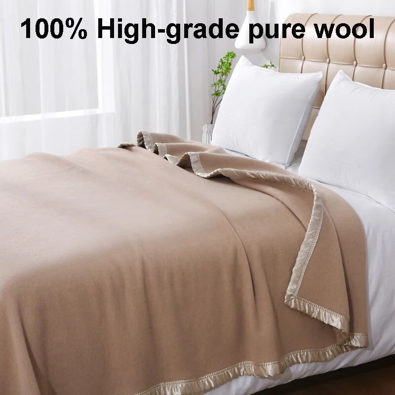Wool Blankets 100% 1.5*2/1.8*2/2*2.3m Warm Comforter Fleece Blanket For Winter Sping Autumn Dormitory Sofa Camping Wool Blanket