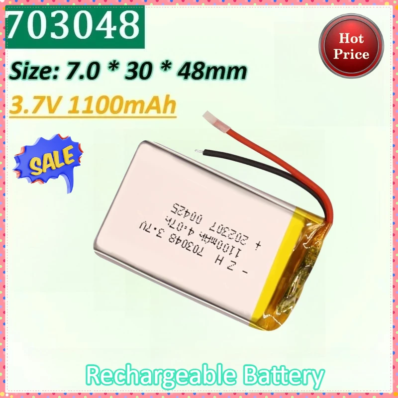 

703048 1100mAh Lithium Polymer Rechargeable Battery for Beauty Device Electronic Lock Card Insertion Sensor Built-in BatteryCell