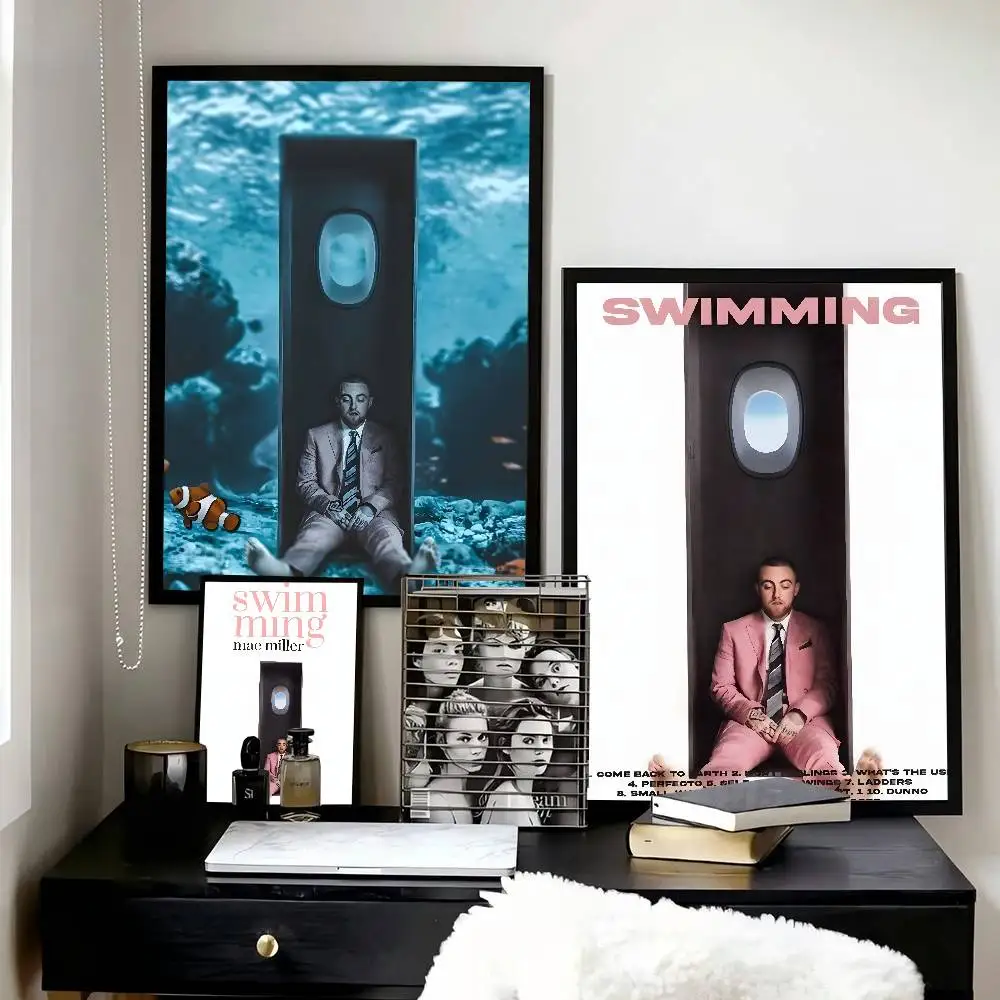Rapper Mac Miller Swimming  Poster and Prints Wall Art Pictures for Modern Bedroom Game Room Home Decor